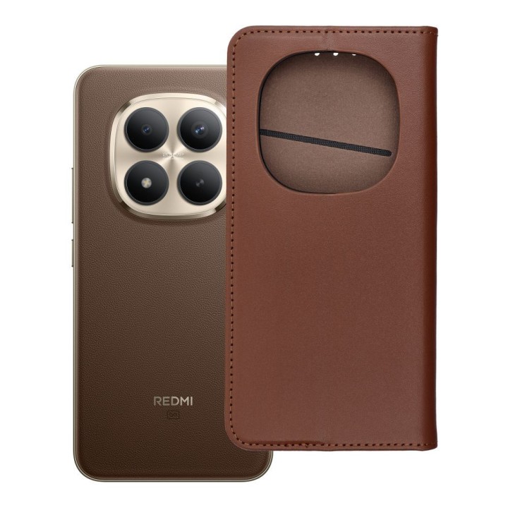 Чехол с клапаном для Xiaomi Redmi NOTE 15 PRO PLUS 5G Smart Pro Book кожаный коричневый