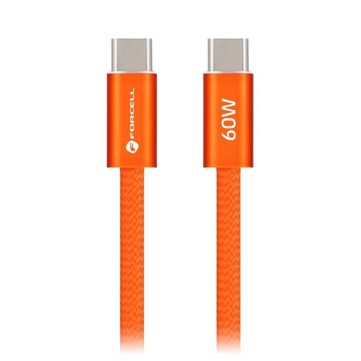 Cable USB C to USB C Forcell F-Energy QC4.0 PD 3A 60W Cafule Color 1,2 m ACYH23 orange