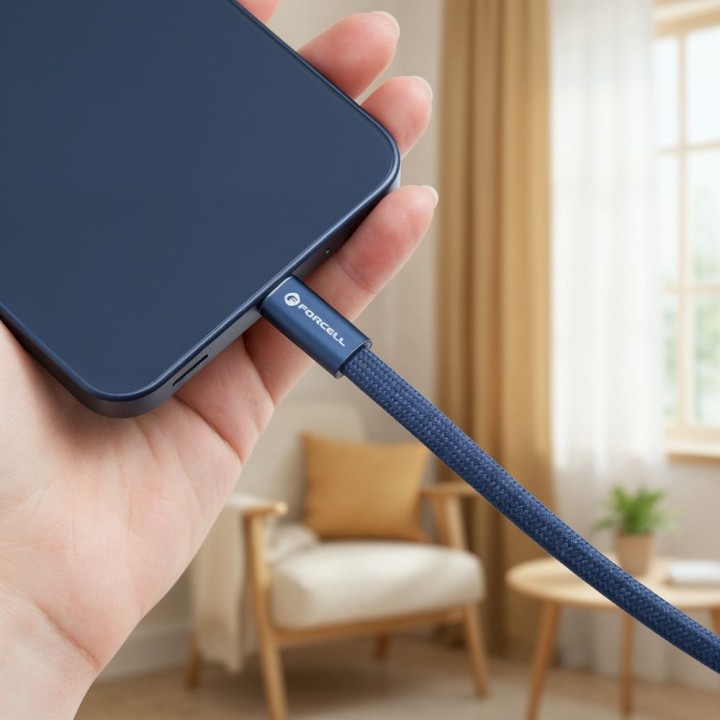 USB-C to USB-C cable Forcell F-Energy QC4.0 PD 5A 100W Cafule Flat 1,2 m CCFN23 navy blue