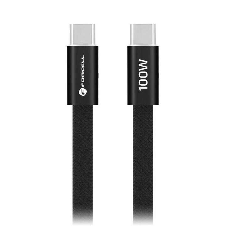 Кабель USB-C – USB-C Forcell F-Energy QC4.0 PD 5A 100W Cafule Flat 1,2 m CCFN23 черный