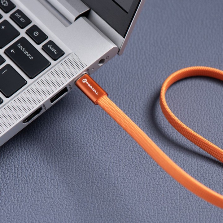 Кабель USB-C – USB-C Forcell F-Energy QC4.0 PD 3A 60W Cafule Flat 1,2 m CCFN23 оранжевый