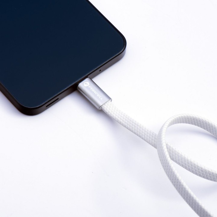 Cable USB C to USB C Forcell F-Energy QC4.0 PD 5A 240W Cafule Flat 1,2 m CCFN23 white