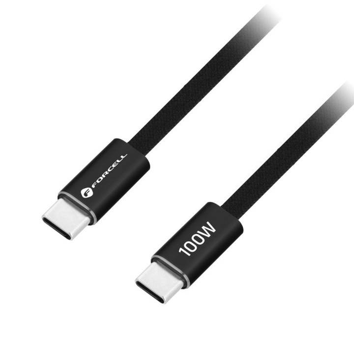 Кабель USB-C – USB-C Forcell F-Energy QC4.0 PD 5A 100W Cafule Flat 1,2 m CCFN23 чорний
