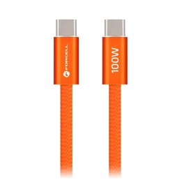 Cable USB C to USB C Forcell F-Energy QC4.0 PD 5A 100W Cafule Flat 1,2 m CCFN23 orange