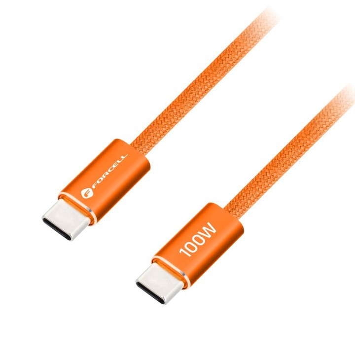 Кабель USB-C – USB-C Forcell F-Energy QC4.0 PD 5A 100W Cafule Flat 1,2 m CCFN23 помаранчевий
