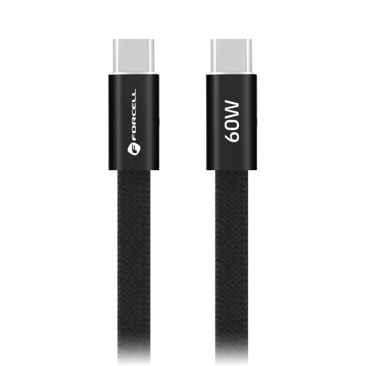 Кабель USB C — USB C Forcell F-Energy QC4.0 PD 3A 60W Cafule Flat 1,2 m CCFN23 чорний
