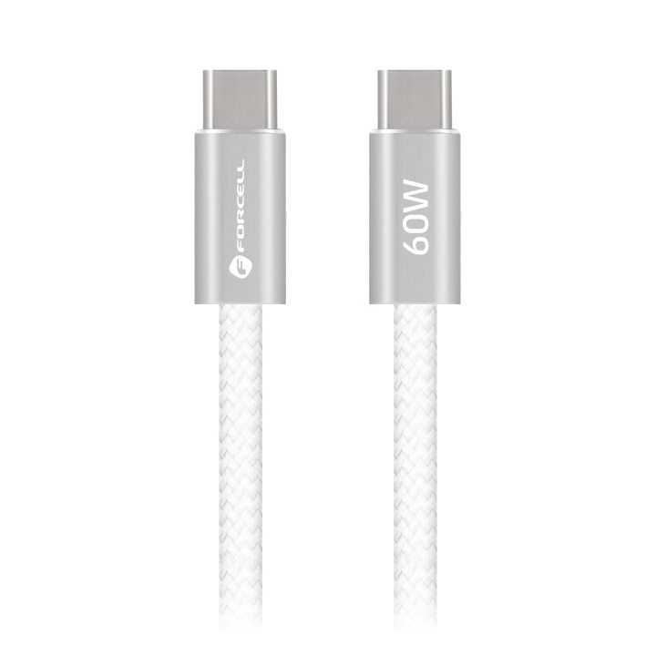 Кабель USB-C – USB-C Forcell F-Energy QC4.0 PD 3A 60W Cafule Flat 1,2 m CCFN23 білий