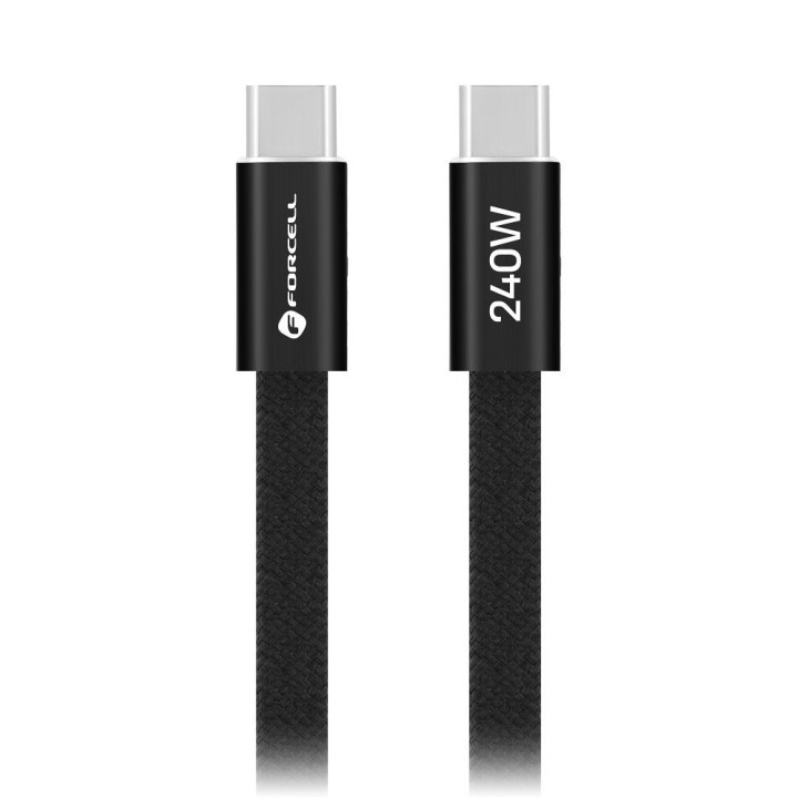 Кабель USB C — USB C Forcell F-Energy QC4.0 PD 5A 240W Cafule Flat 1,2 m CCFN23 чорний