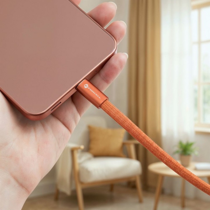 USB-C to USB-C cable Forcell F-Energy QC4.0 PD 5A 100W Cafule Flat 1,2 m CCFN23 orange