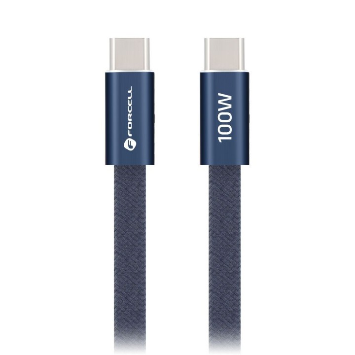 Kabel USB C do USB C Forcell F-Energy QC4.0 PD 5A 100W Cafule Flat 1,2 m CCFN23 granatowy