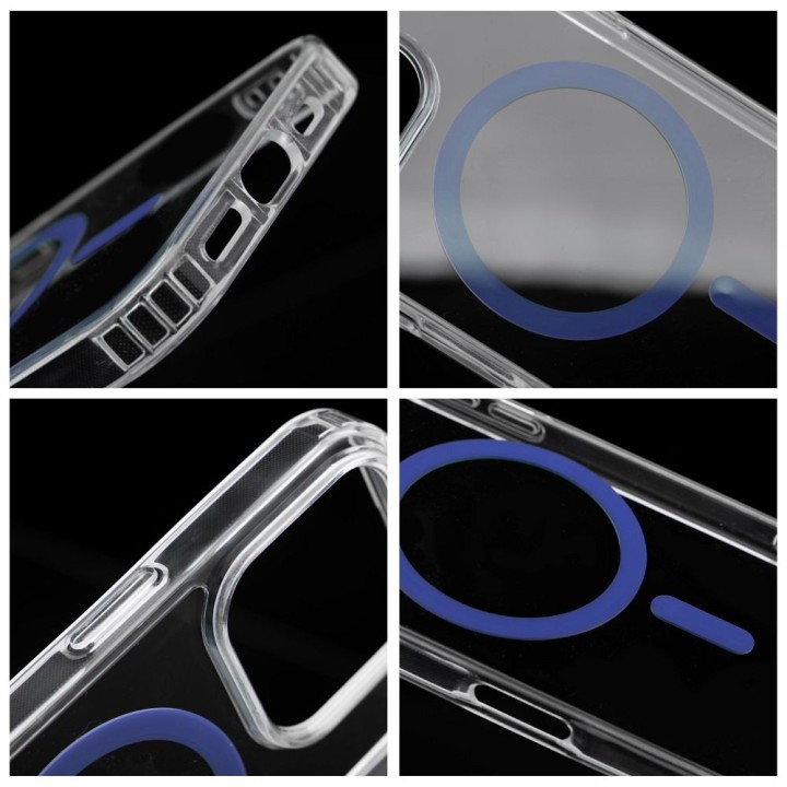 Чехол для Samsung A27 Drop Glue Colorful Ring Mag Cover совместимый с MagSafe голубой