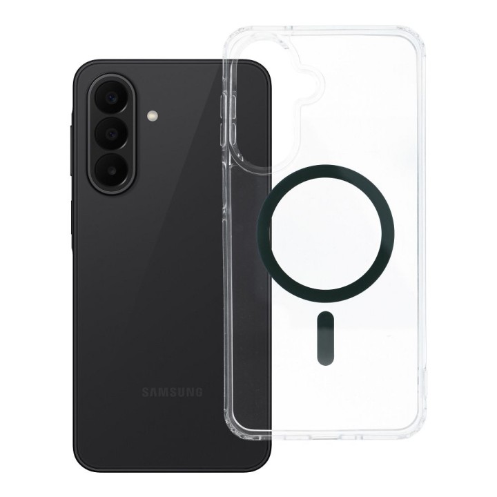 Чохол для Samsung A27 Drop Glue Colorful Ring Mag Cover сумісний із MagSafe темно-зелений