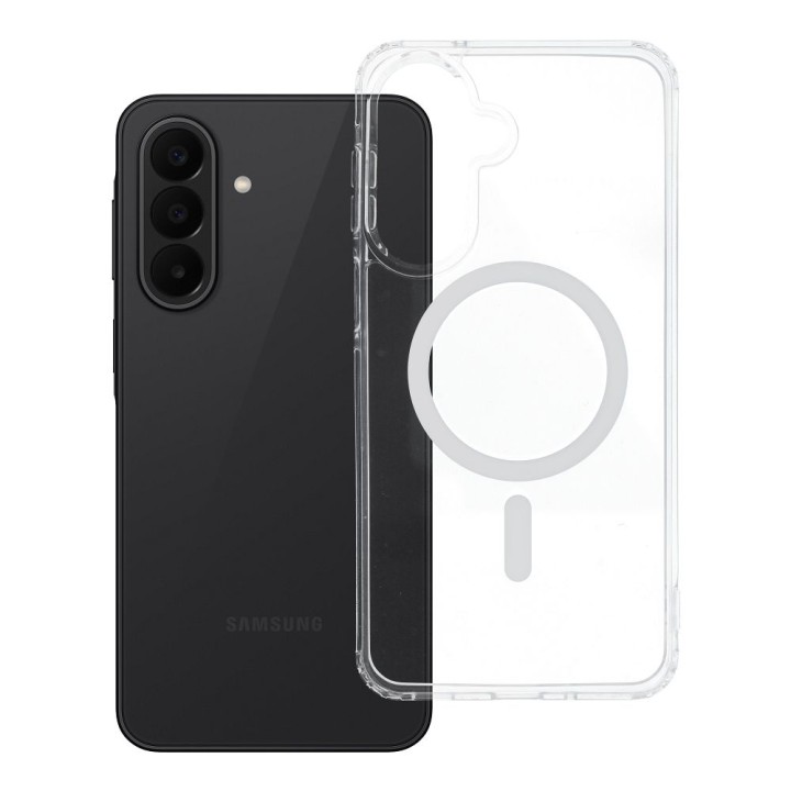 Чехол для Samsung A27 Drop Glue Colorful Ring Mag Cover совместимый с MagSafe белый