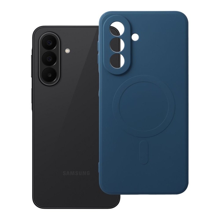 Чехол для Samsung A27 Silicone Mag Cover совместимый с MagSafe (camera protection) синий