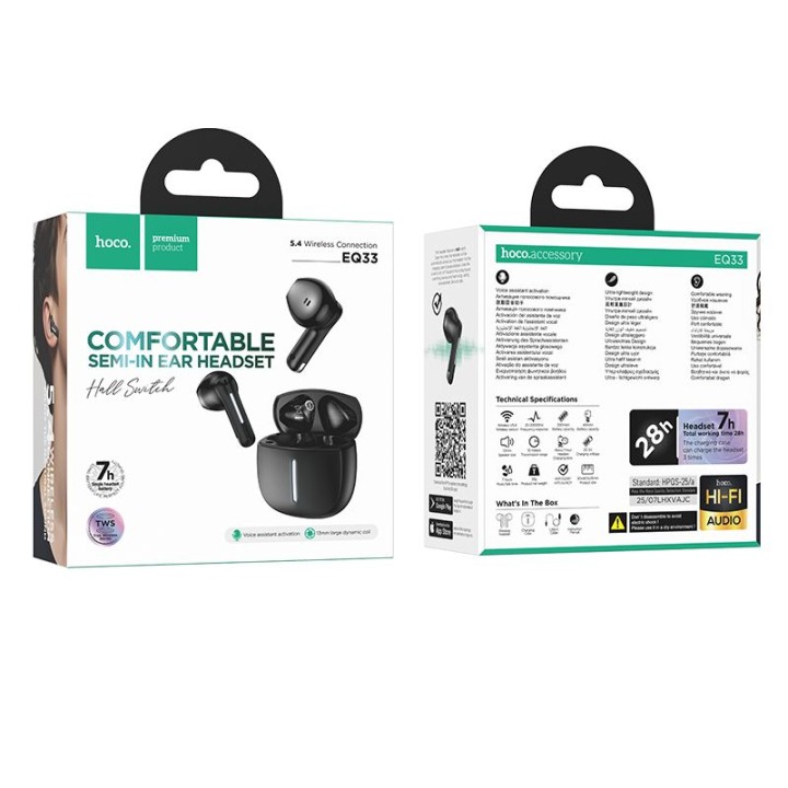 Wireless in-ear headphones Hoco TWS EQ33 black