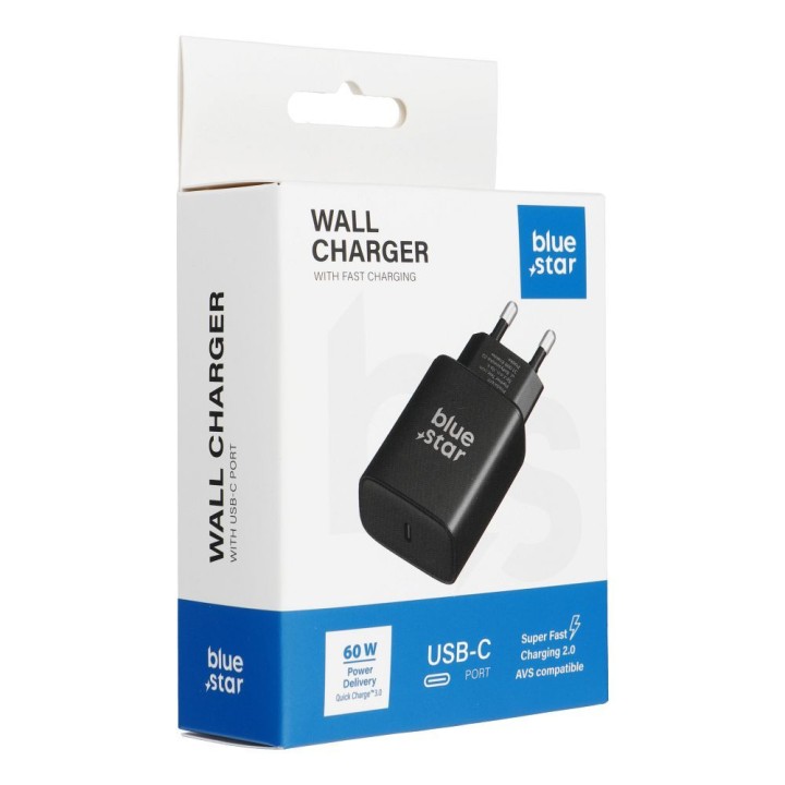 Wall charger for phone Blue Star USB C AVS (iPhone 17/18Pro/Pro Max) SFC2.0 3A 60W TFB-SFC-60W black