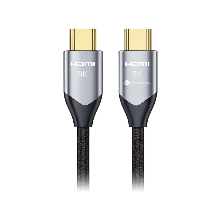 HDMI cable 2.1 Forcell Cafule 8K 60Hz / 4K 120Hz – Ultra High Speed, HDR, eARC, VRR, 48Gbps 5 m black 0INT