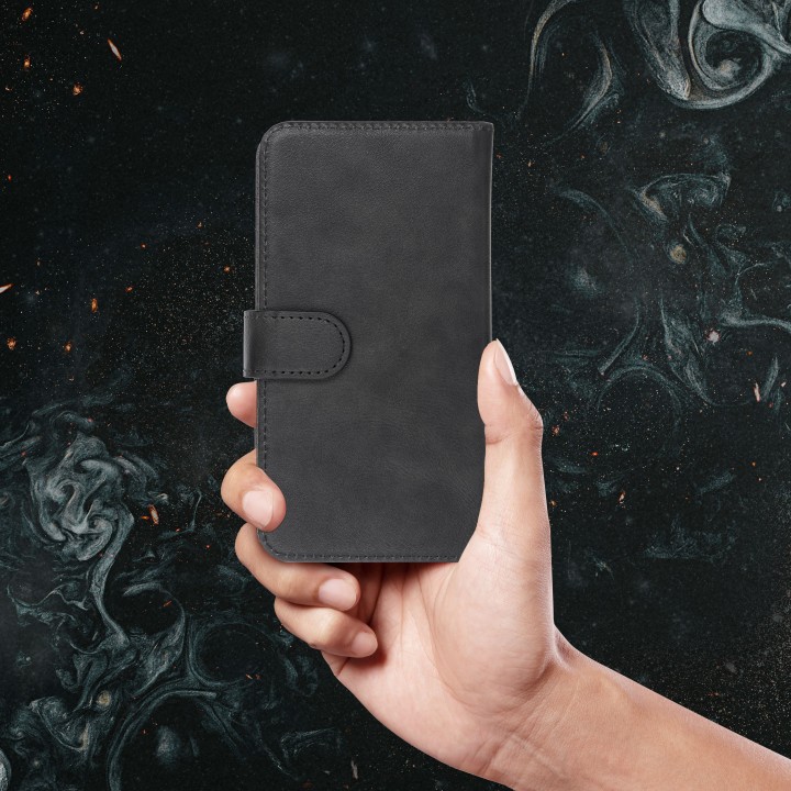 Чехол с клапаном для iPhone 12 / 13 / Samsung S6 / A5 2016 / Xcover 4 / S22 / Huawei P8 2017 Common Book размер S черный