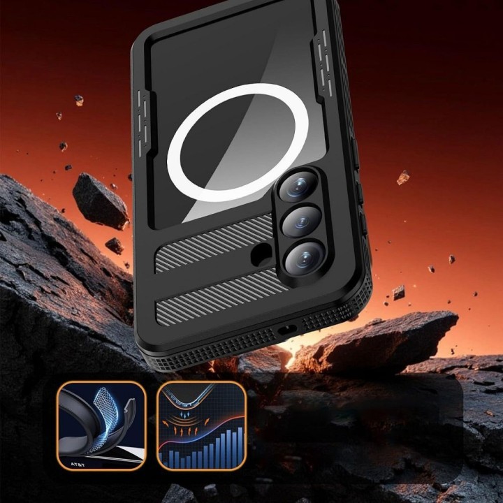 Чехол для Samsung S26 водонепроницаемые Shellbox Mars с metalowym ringiem черный