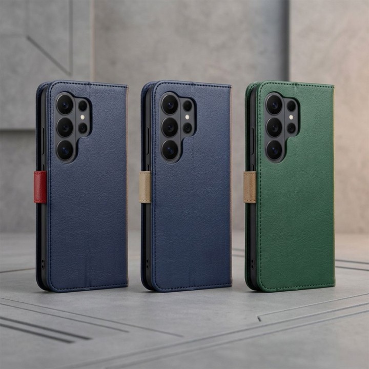 Чохол з клапаном для Samsung S26 Split Book granatowo-kremowe