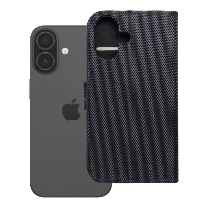 Flip case for iPhone 17 / 18 4Card RFID anti-theft tech fabric black