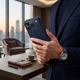 Чохол з клапаном для iPhone 17 PRO / 18 PRO Split Book granatowo-kremowe
