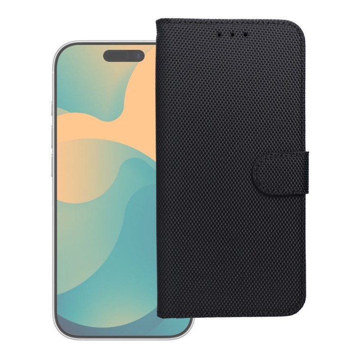 Etui z klapką na iPhone 17 / 18 4Card RFID antykradzieżowe tech fabric czarne