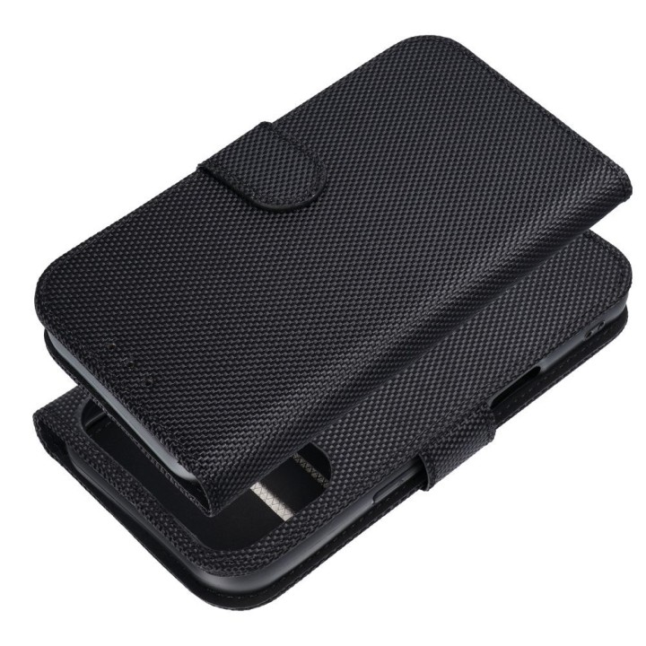 Flip case for iPhone 17 / 18 4Card RFID anti-theft tech fabric black