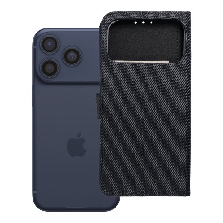 Чехол с клапаном для iPhone 17 PRO MAX / 18 PRO MAX 4Card RFID противокражные tech fabric черный