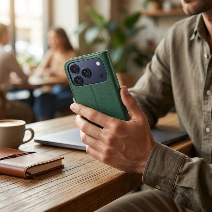 Flip case for iPhone 17 / 18 Split Book green-gold