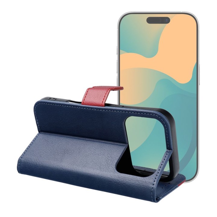 Flip case for iPhone 17 PRO MAX / 18 PRO MAX Split Book navy blue-red