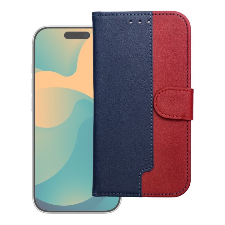 Etui z klapką na iPhone 17 / 18 Split Book granatowo-czerwone
