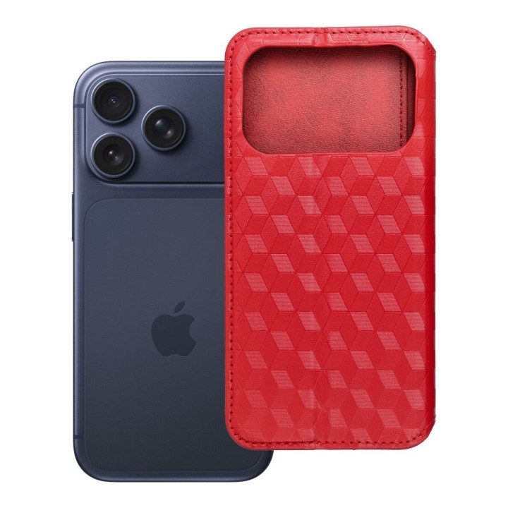 Etui z klapką na iPhone 17 PRO / 18 PRO Cubic Book czerwone