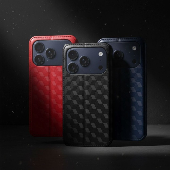 Etui z klapką na iPhone 17 PRO / 18 PRO Cubic Book czerwone