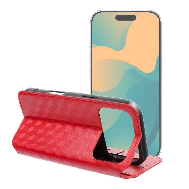 Etui z klapką na iPhone 17 PRO / 18 PRO Cubic Book czerwone