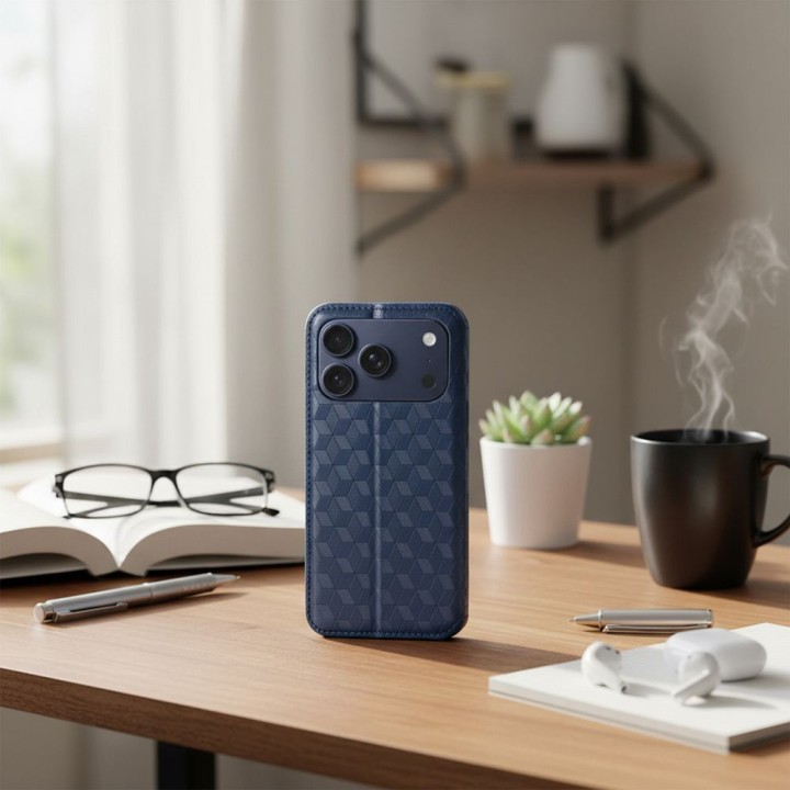 Flip case for iPhone 17 PRO MAX / 18 PRO MAX Cubic Book blue