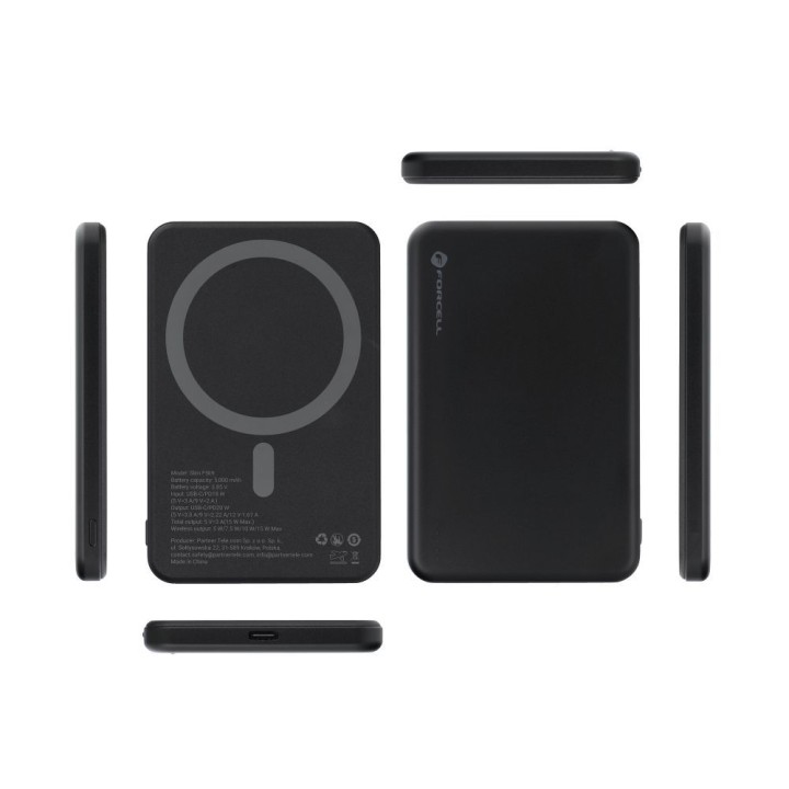 Powerbank zgodny z MagSafe Forcell F-Energy Slim F5K9 QC4.0 PD3.0 15W 5000 mAh czarny  0INT