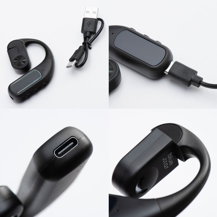 Wireless headset mono Blue Star Hook black