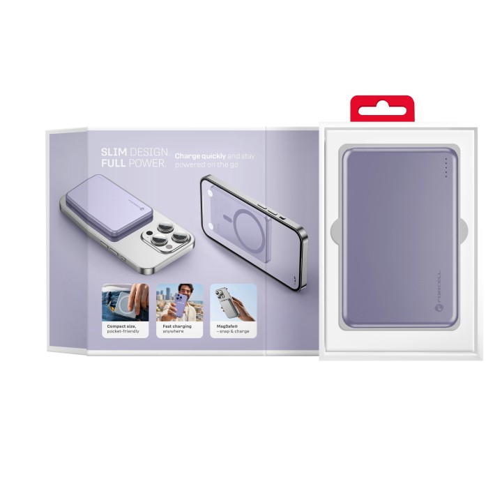 Power bank MagSafe compatible Forcell F-Energy Slim F5K9 QC4.0 PD3.0 15W 5000 mAh purple 0INT