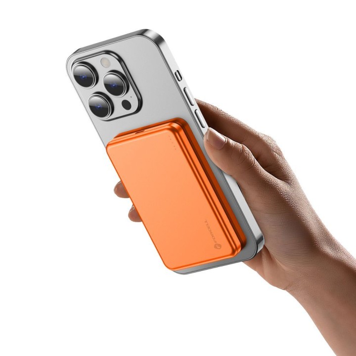 Powerbank zgodny z MagSafe Forcell F-Energy Slim F5K9 QC4.0 PD3.0 15W 5000 mAh pomarańczowy  0INT