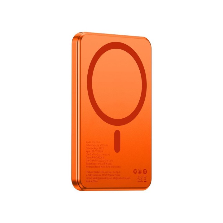 Powerbank zgodny z MagSafe Forcell F-Energy Slim F5K9 QC4.0 PD3.0 15W 5000 mAh pomarańczowy  0INT