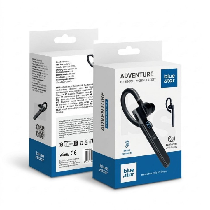 Гарнітура бездротова моно Blue Star Adventure чорна