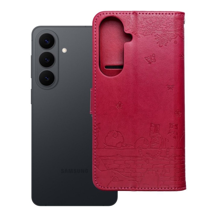 Чохол з клапаном для Samsung S26 PLUS Mezzo Book коти червоний