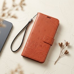 Чехол с клапаном для Samsung A17 Mezzo Book коты коричневый