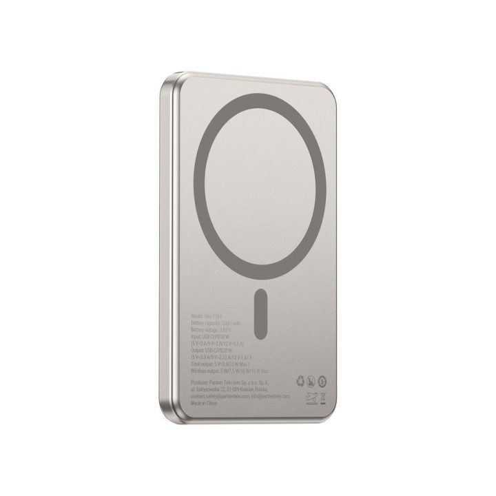 Повербанк сумісний з MagSafe Forcell F-Energy Slim F5K9 QC4.0 PD3.0 15W 5000 mAh cloud dancer 0INT