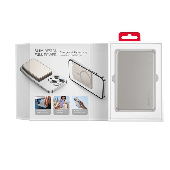 Power bank MagSafe compatible Forcell F-Energy Slim F5K9 QC4.0 PD3.0 15W 5000 mAh cloud dancer 0INT