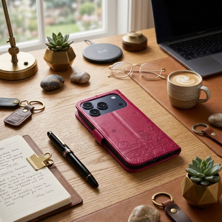 Flip case for iPhone 17 / 18 Mezzo Book cats red