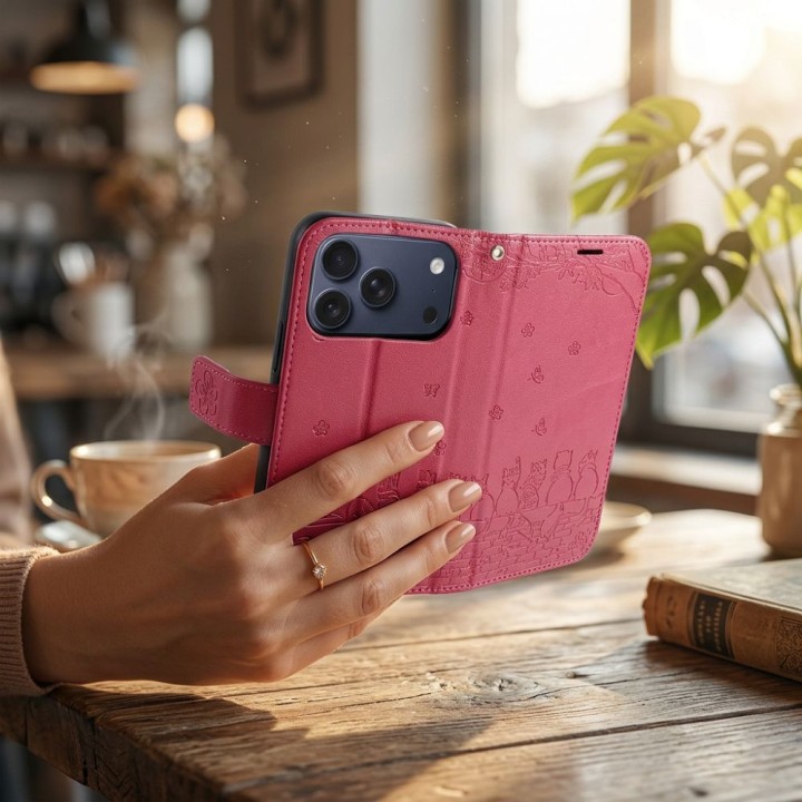 Flip case for iPhone 17 / 18 Mezzo Book cats red