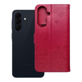 Etui z klapką na Samsung A57 5G Mezzo Book koty czerwone