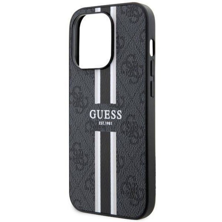 GUESS case for IPHONE 14 Pro Max compatible with MagSafe GUHMP14XP4RPSK (4G Printed Stripes) black
